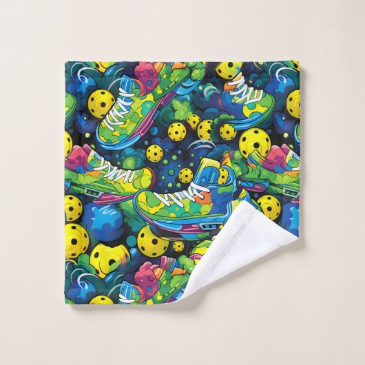 Benutzerdefinierter Text mit Psychedelic Picklebal Badhandtuch Set (Waschlappen)