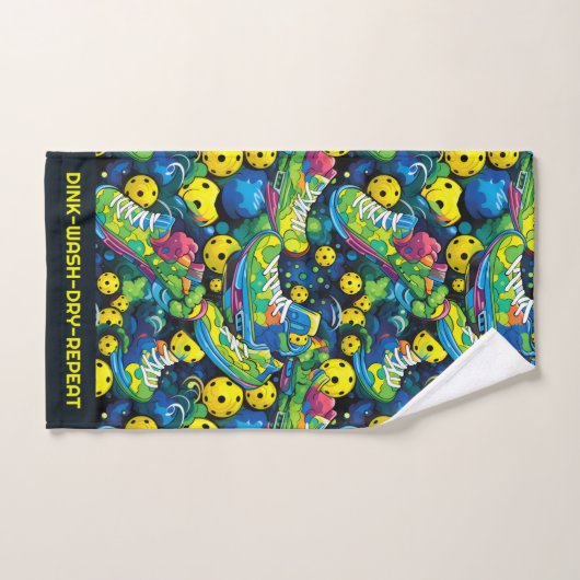 Benutzerdefinierter Text mit Psychedelic Picklebal Badhandtuch Set (Handtuch)