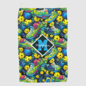 Benutzerdefinierter Text mit Psychedelic Picklebal Golfhandtuch (Vorderseite)