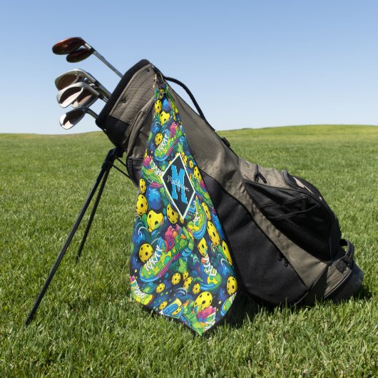 Benutzerdefinierter Text mit Psychedelic Picklebal Golfhandtuch (Gras)