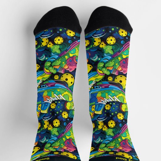 Benutzerdefinierter Text mit Psychedelic Picklebal Socken (Oben)