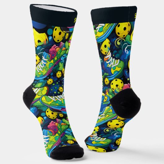 Benutzerdefinierter Text mit Psychedelic Picklebal Socken (Gewinkelt)