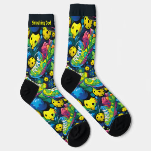 Benutzerdefinierter Text mit Psychedelic Picklebal Socken