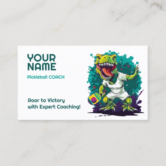 Benutzerdefinierter Text mit t-rex Pickleball Visitenkarte (Vorderseite)