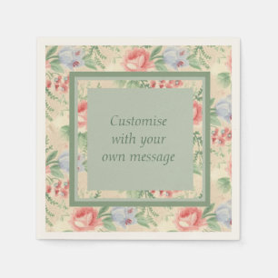 Benutzerdefinierter Text mit Vintag rosa Blumenmus Serviette