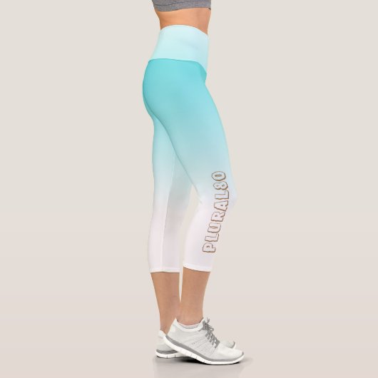 Benutzerdefinierter Text Moderativer blauer Farbve Capri Leggings (Rechts)