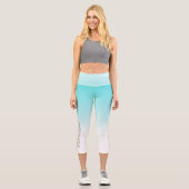 Benutzerdefinierter Text Moderativer blauer Farbve Capri Leggings (Vorderseite)