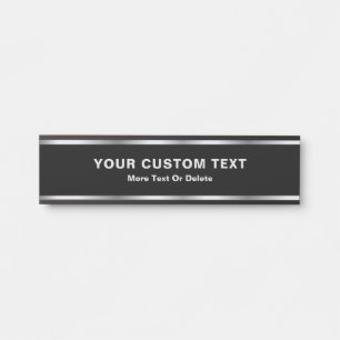 Benutzerdefinierter Text Modern Schwarz & Silber G Türschild