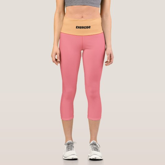 Benutzerdefinierter Text Moderner Farbblock I Üben Capri Leggings (Vorderseite)
