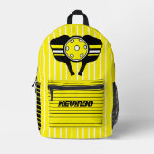 Benutzerdefinierter Text Modernes, hellgelbes Schw Bedruckter Rucksack (Vorderseite)