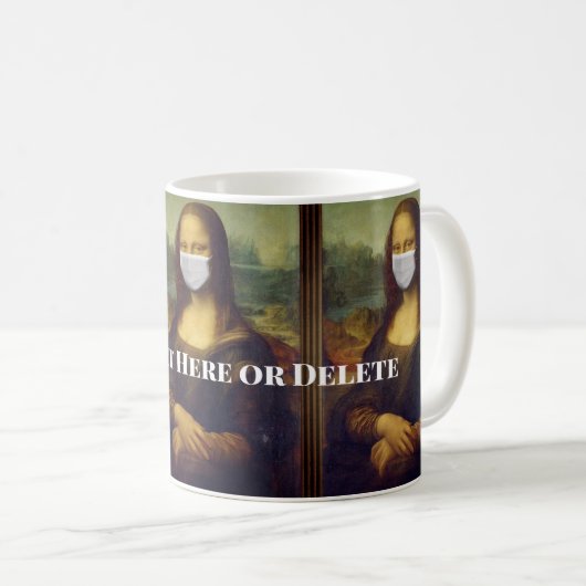 Benutzerdefinierter Text Mona Lisa Malerei mit Ges Kaffeetasse (VorderseiteRechts)