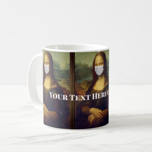 Benutzerdefinierter Text Mona Lisa Malerei mit Ges Kaffeetasse (Vorderseite Links)
