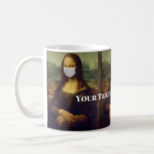 Benutzerdefinierter Text Mona Lisa Malerei mit Ges Kaffeetasse (Links)