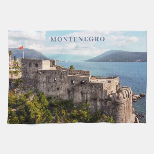 Benutzerdefinierter Text Montenegro Geschirrtuch (Horizontal)