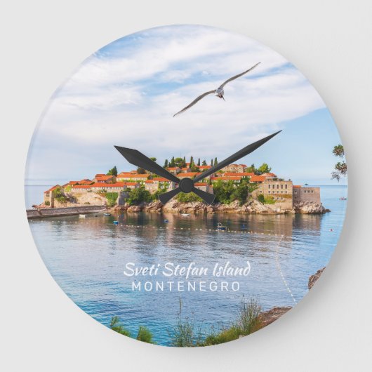Benutzerdefinierter Text Montenegro Große Wanduhr (Vorderseite)