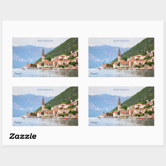 Benutzerdefinierter Text Montenegro Rechteckiger Aufkleber (Blatt)