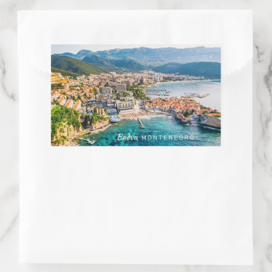 Benutzerdefinierter Text Montenegro Rechteckiger Aufkleber (Tasche)