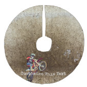 Benutzerdefinierter Text/ Motorrad Männer Mudding Leinenimitat Weihnachtsbaumdecke (Vorderseite)