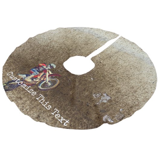 Benutzerdefinierter Text/ Motorrad Männer Mudding Leinenimitat Weihnachtsbaumdecke (Schrägansicht)