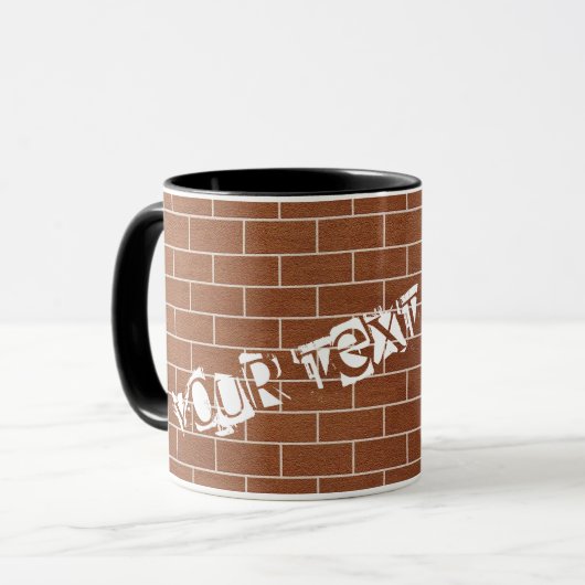 Benutzerdefinierter Text - Mug Brick Wall braun Tasse (Vorderseite Links)