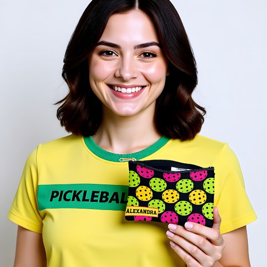 🏐 Benutzerdefinierter Text Multicolor Pickleball Zubehörtasche