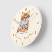 Benutzerdefinierter Text / Name Uhr mit Baby Kitte (Winkel)
