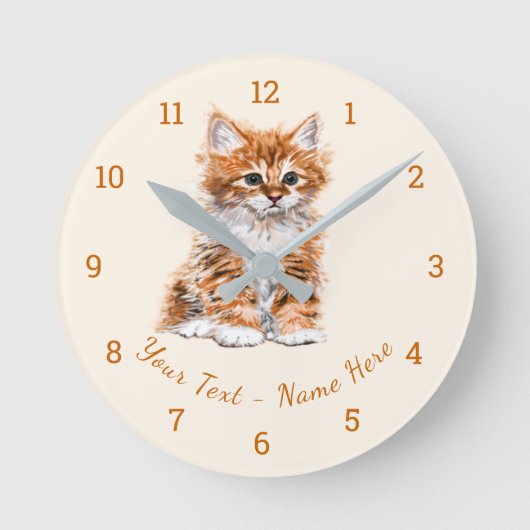 Benutzerdefinierter Text / Name Uhr mit Baby Kitte (Vorderseite)