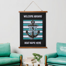 Benutzerdefinierter Text Nautical Anker Wandteppich Mit Holzrahmen