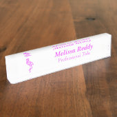 Benutzerdefinierter Text Neonpinken Flamingo-Firme Namensplakette (Seite)