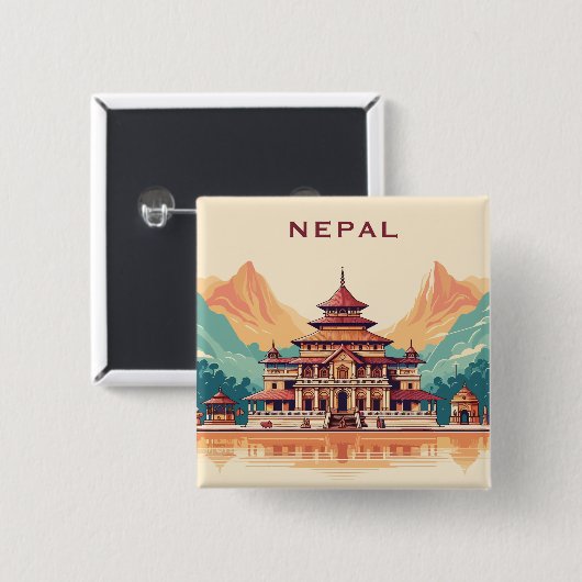 Benutzerdefinierter Text Nepal Button (Vorne & Hinten)
