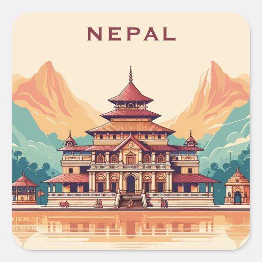 Benutzerdefinierter Text Nepal Quadratischer Aufkleber (Vorderseite)