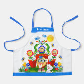Benutzerdefinierter Text Niedlich farbige Emoji-Bl Schürze (Vorderseite)