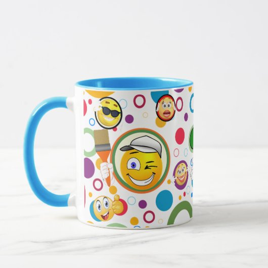 Benutzerdefinierter Text Niedlich Funny Emojis Kid Tasse (Links)