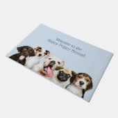 Benutzerdefinierter Text Niedlich Welpen Türmatte (Schrägansicht)