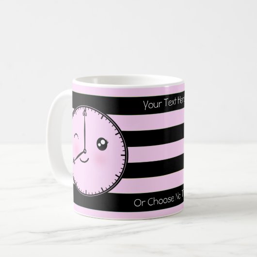 Benutzerdefinierter Text/Niedliche Kawaii-Uhr-Vord Kaffeetasse (Vorderseite Links)