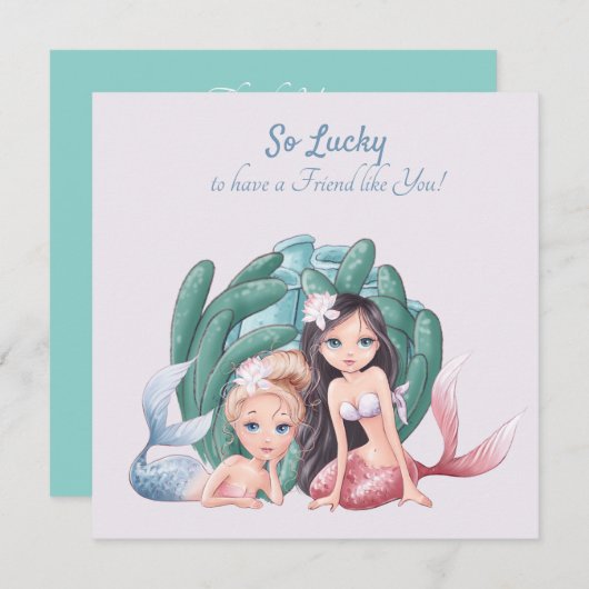 Benutzerdefinierter Text niedliche Meerjungfrauen Mitteilungskarte (Vorne/Hinten)