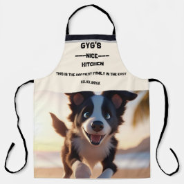 Benutzerdefinierter Text, niedlicher Schwarzweißhu Schürze