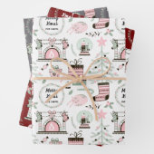 Benutzerdefinierter Text Niedliches Weihnachtsmust Geschenkpapier Set (Beispiel)