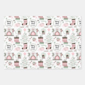 Benutzerdefinierter Text Niedliches Weihnachtsmust Geschenkpapier Set (Vorderseite)