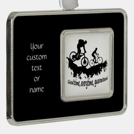 Benutzerdefinierter Text oder Name Mountainbike-An Rahmen-Ornament Silber (Rechts)