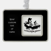 Benutzerdefinierter Text oder Name Mountainbike-An Rahmen-Ornament Silber (Vorderseite)