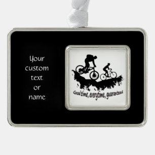 Benutzerdefinierter Text oder Name Mountainbike-An Rahmen-Ornament Silber