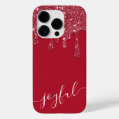 Benutzerdefinierter Text oder Name von Red Glitzer Case-Mate iPhone Hülle (Rückseite)