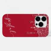 Benutzerdefinierter Text oder Name von Red Glitzer Case-Mate iPhone Hülle (Rückseite (Horizontal))