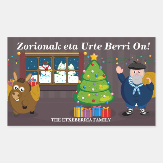 Benutzerdefinierter Text, Olentzero Navidad / Weih Rechteckiger Aufkleber (Vorderseite)