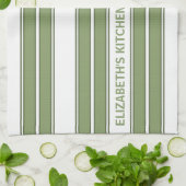 Benutzerdefinierter Text Olive Green und White Str Geschirrtuch (Gefaltet)