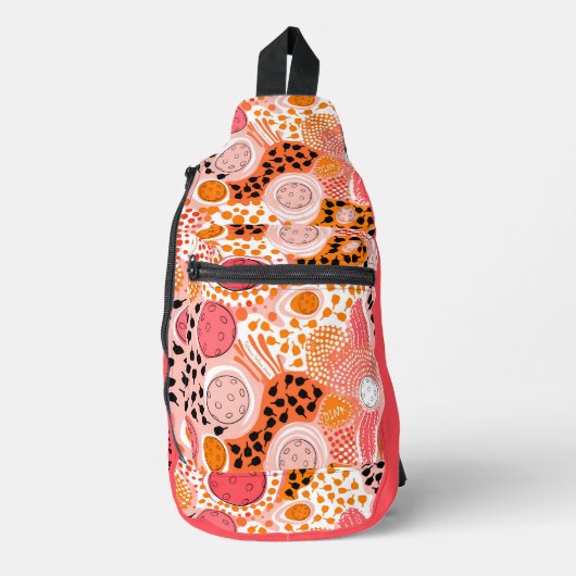 Benutzerdefinierter Text-Orange- und Korallenpickl Crossbody Bag (Vorderseite)