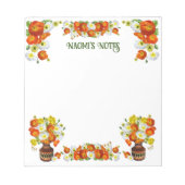 Benutzerdefinierter Text Orange und White Poppe Ed Notizblock (Vorderseite)