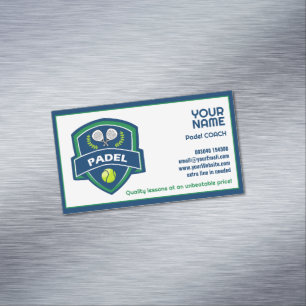 🎾 Benutzerdefinierter Text, Padel Coach Magnetische Visitenkarte