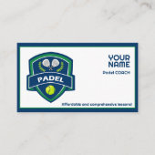 🎾 Benutzerdefinierter Text, Padel Coach Visitenkarte (Vorderseite)